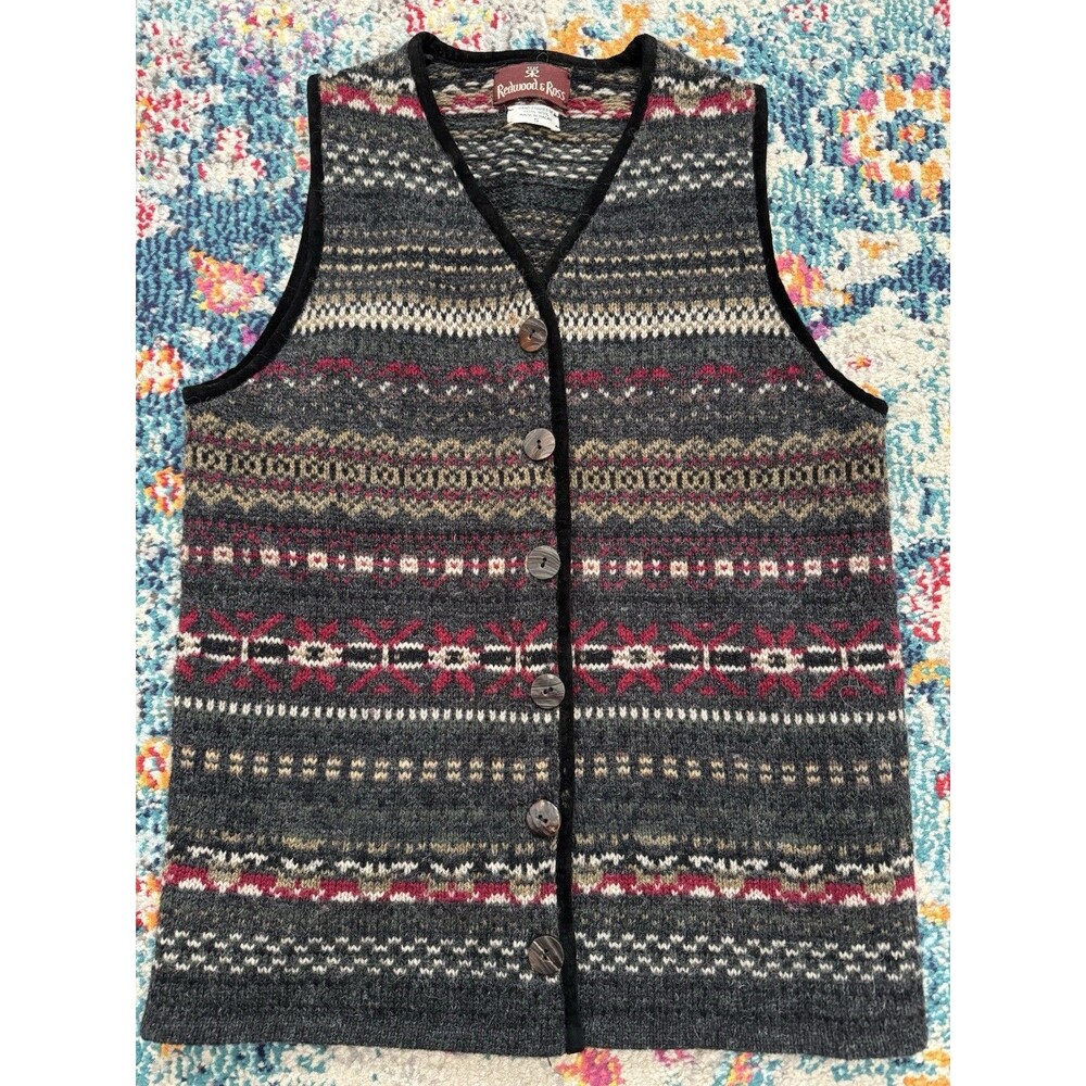 Vintage Redwood & Ross 100% Wool Sweater Vest Size Small‎ - Picture 7 of 7